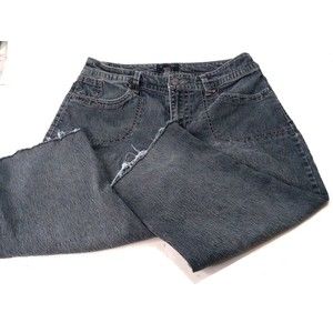 Sonoma Size 8 Cut Off Petal Pusher Length Jeans 80s Dark Rinse Distressed Faded
